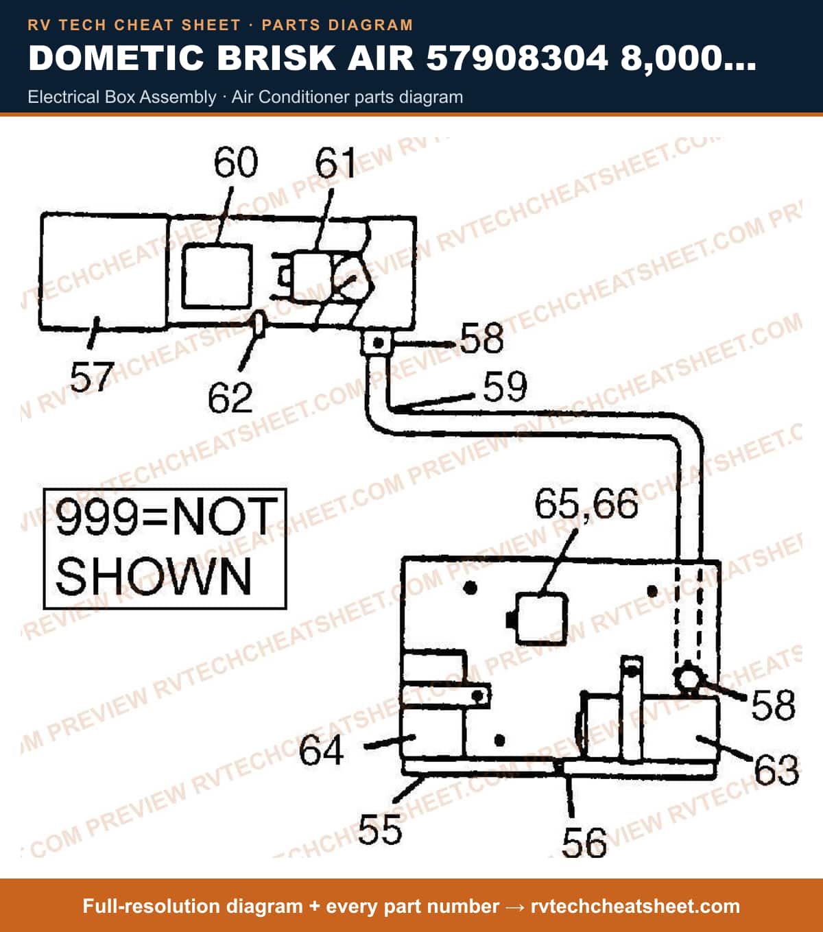 Dometic Brisk Air 57908304 8,000 BTU electrical box assembly — exploded parts diagram