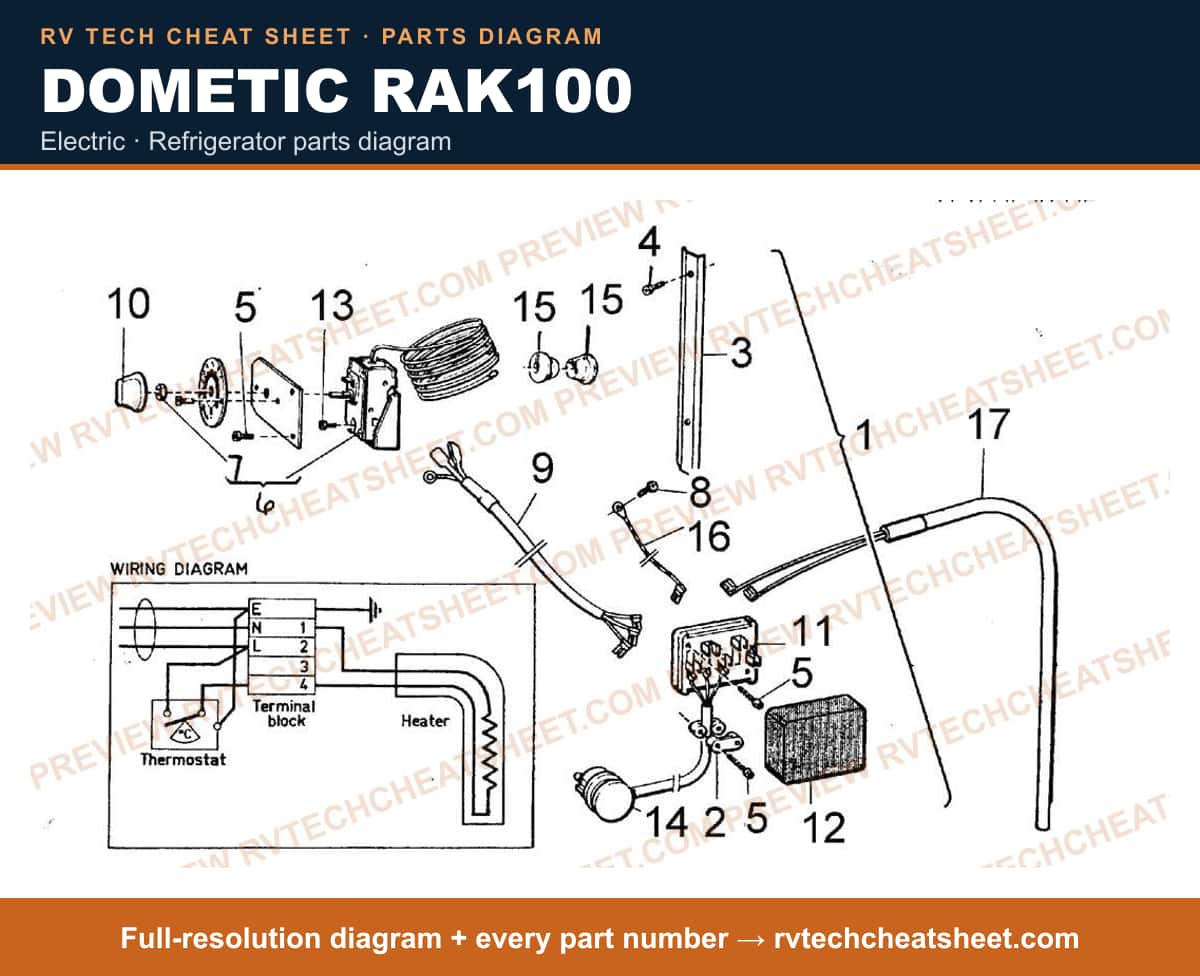 Dometic RAK100 electric — exploded parts diagram