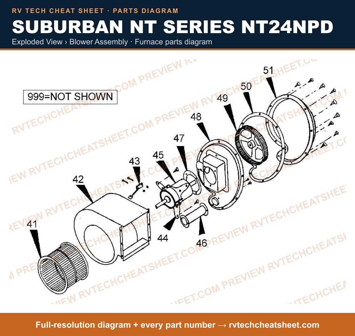 Suburban Nt Series NT24NPD exploded view › blower assembly — exploded parts diagram