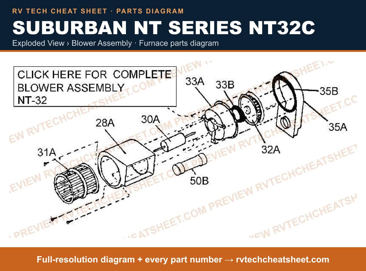 Suburban Nt Series NT32C exploded view › blower assembly — exploded parts diagram 2 of 2