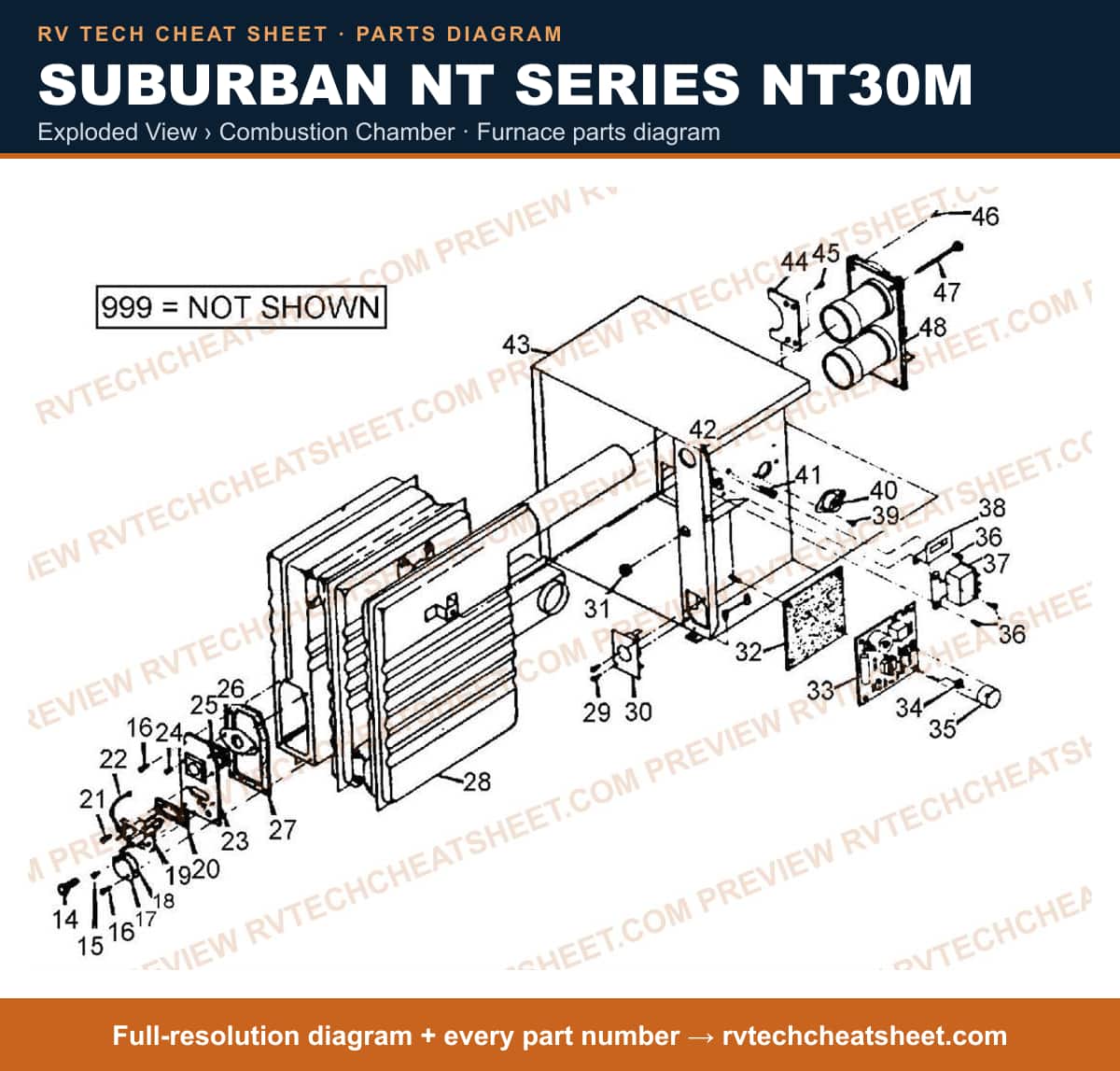 Suburban Nt Series NT30M exploded view › combustion chamber — exploded parts diagram 2 of 2