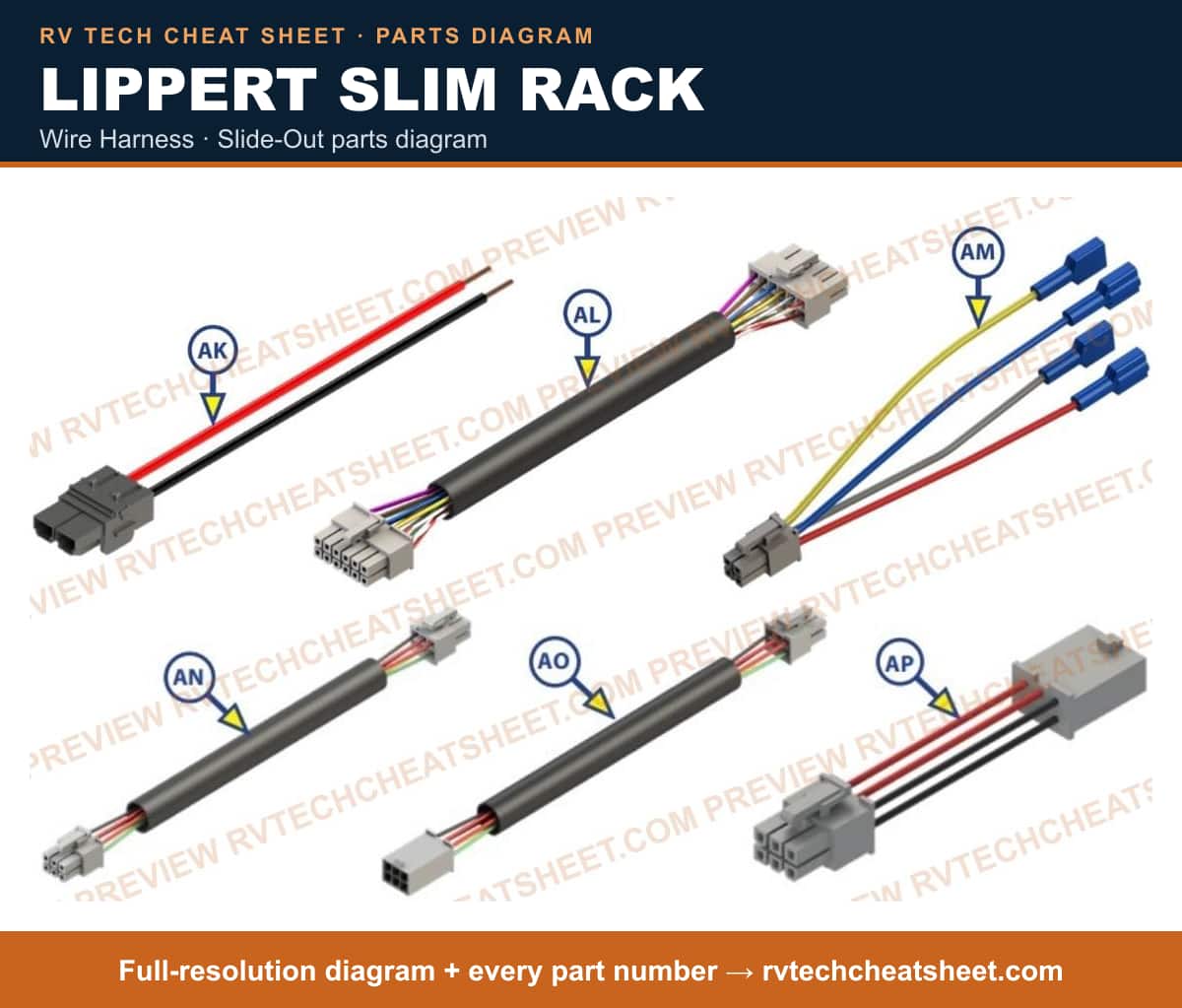 Lippert Slim Rack wire harness — exploded parts diagram