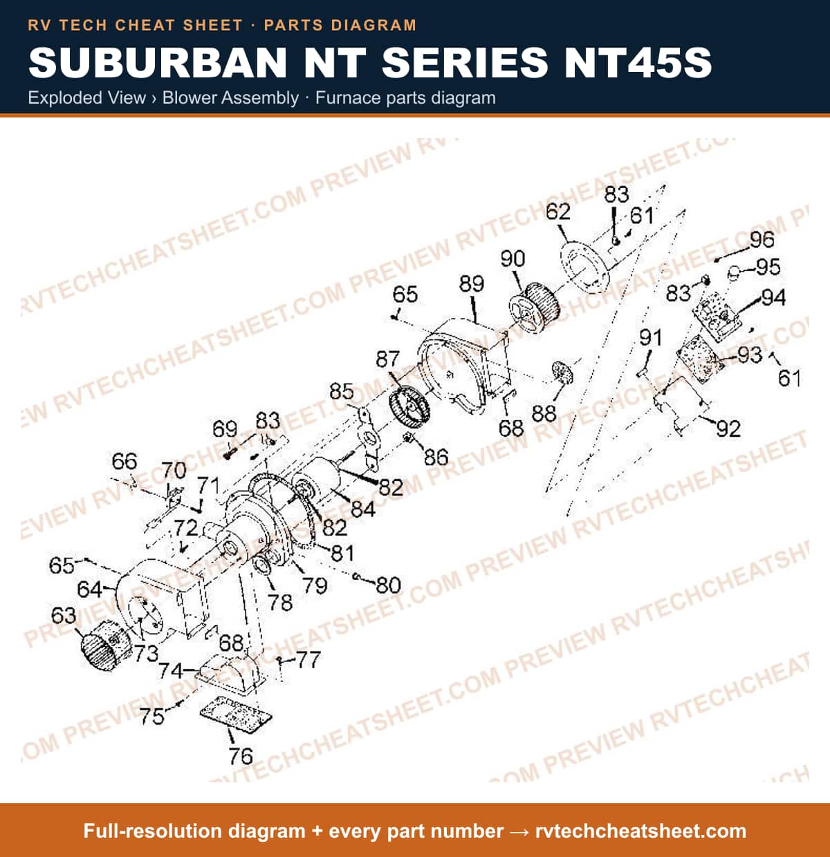 Suburban Nt Series NT45S exploded view › blower assembly — exploded parts diagram 2 of 2