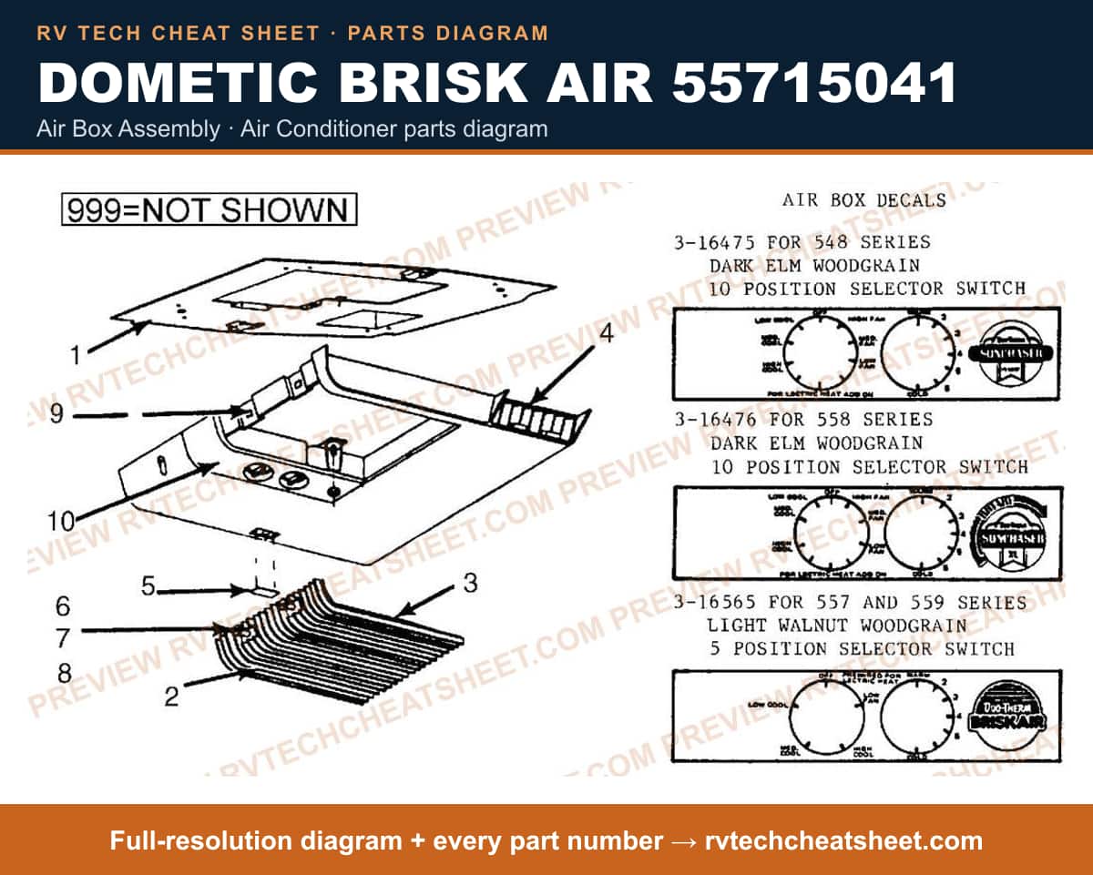 Dometic Brisk Air 55715041 air box assembly — exploded parts diagram
