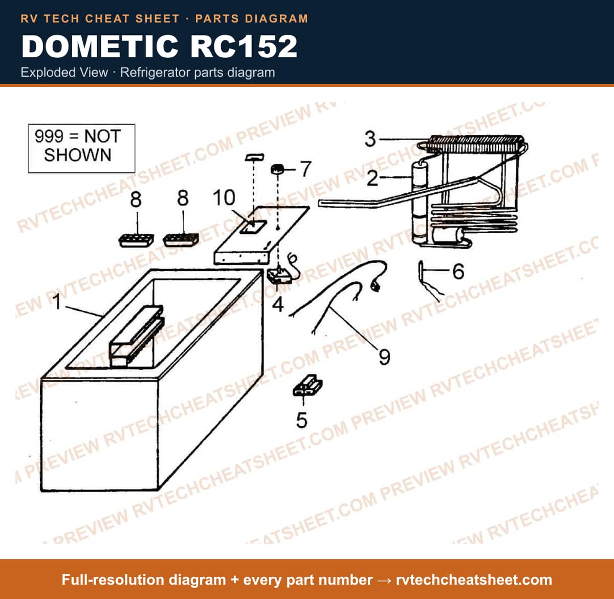 Dometic RC152 exploded view — exploded parts diagram