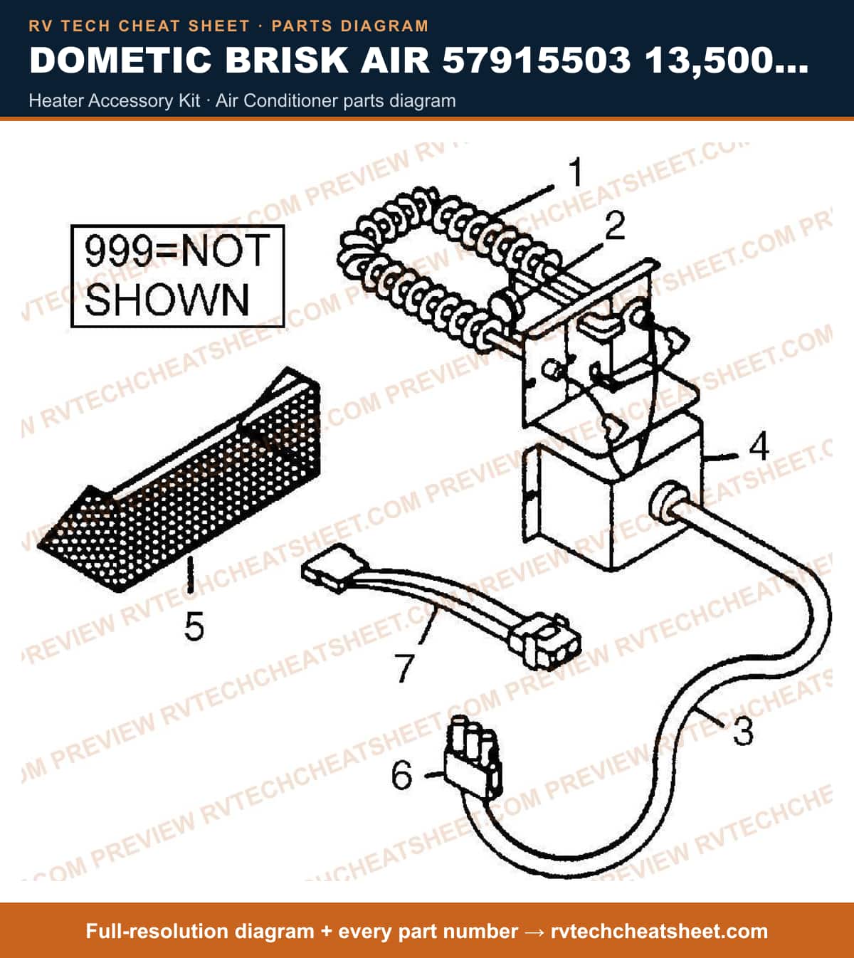 Dometic Brisk Air 57915503 13,500 BTU heater accessory kit — exploded parts diagram