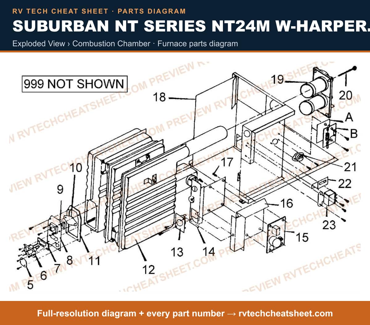 Suburban Nt Series NT24M W-harper Wyman Valve exploded view › combustion chamber — exploded parts diagram
