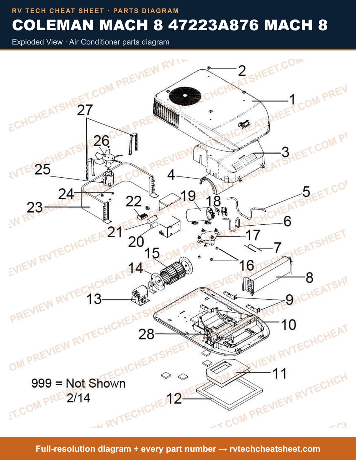 Coleman Mach 8 47223A876 Mach 8 exploded view — exploded parts diagram