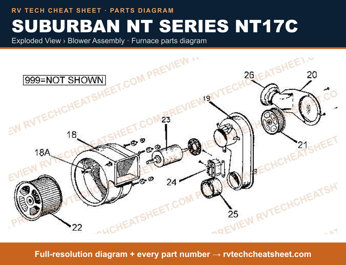 Suburban Nt Series NT17C exploded view › blower assembly — exploded parts diagram