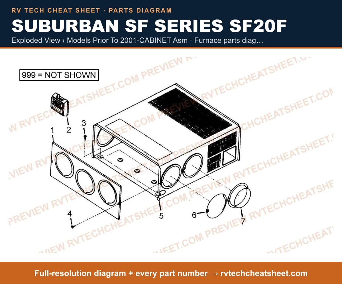 Suburban Sf Series SF20F exploded view › models prior to 2001-cabinet asm — exploded parts diagram 2 of 2