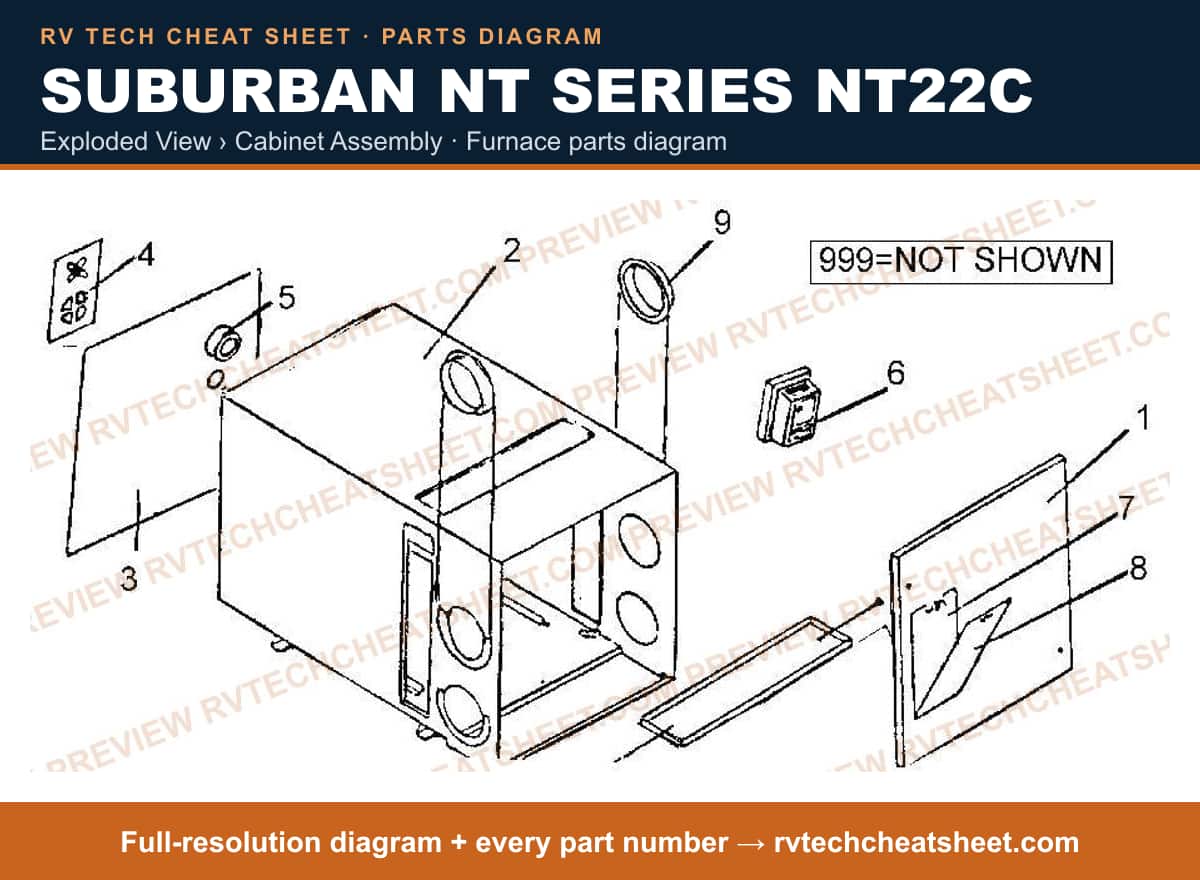 Suburban Nt Series NT22C exploded view › cabinet assembly — exploded parts diagram