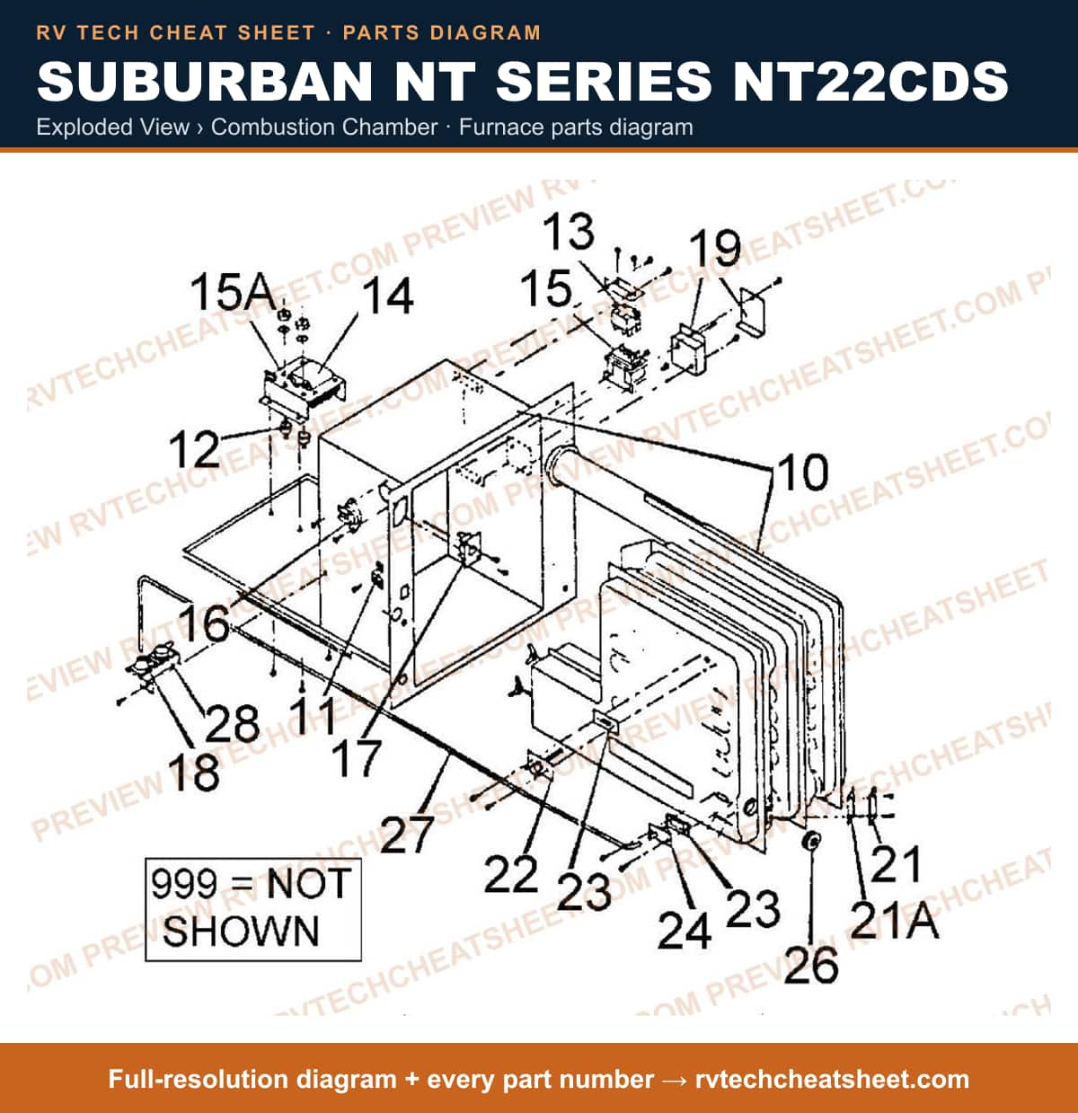 Suburban Nt Series NT22CDS exploded view › combustion chamber — exploded parts diagram