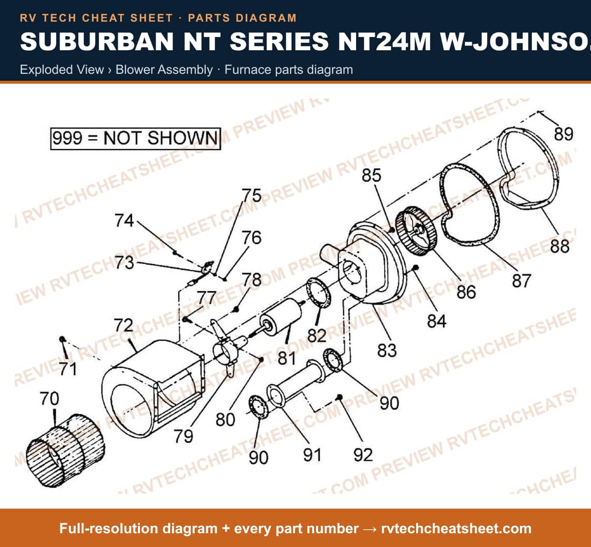 Suburban Nt Series NT24M W-johnson-fenwal Valves exploded view › blower assembly — exploded parts diagram