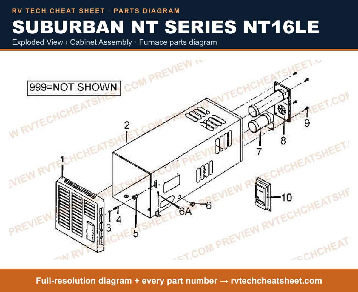 Suburban Nt Series NT16LE exploded view › cabinet assembly — exploded parts diagram