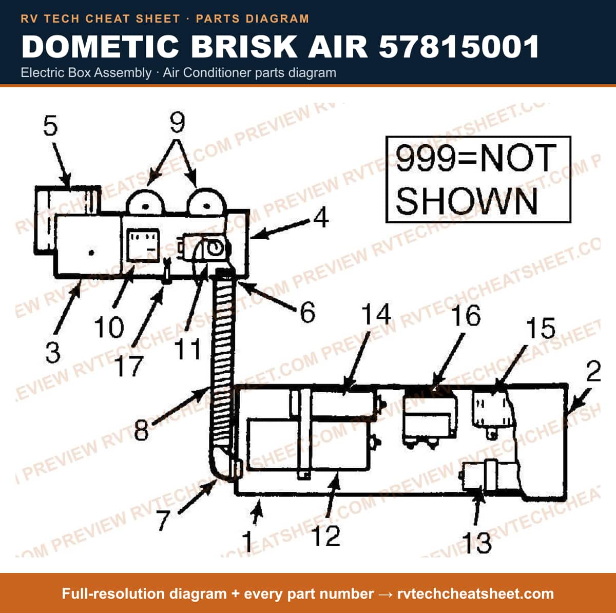 Dometic Brisk Air 57815001 electric box assembly — parts list sheet