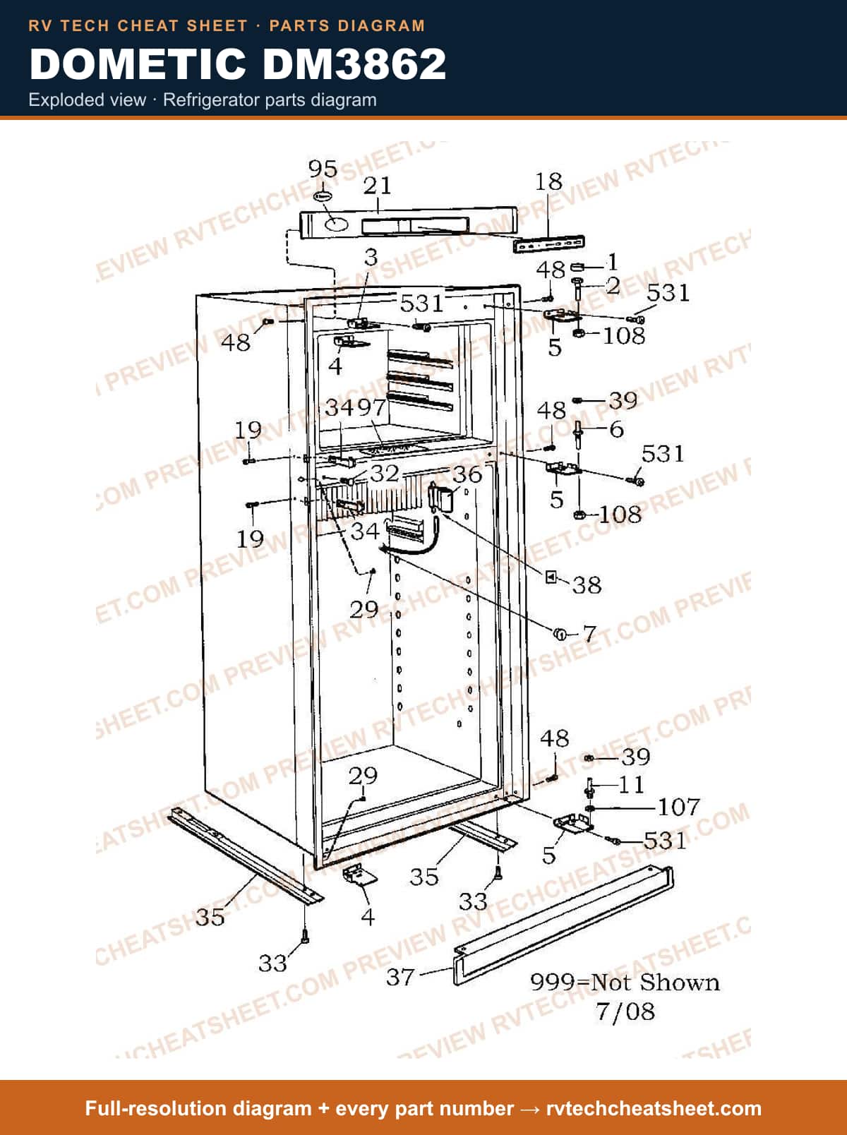 Dometic DM3862 exploded view — exploded parts diagram 1 of 5