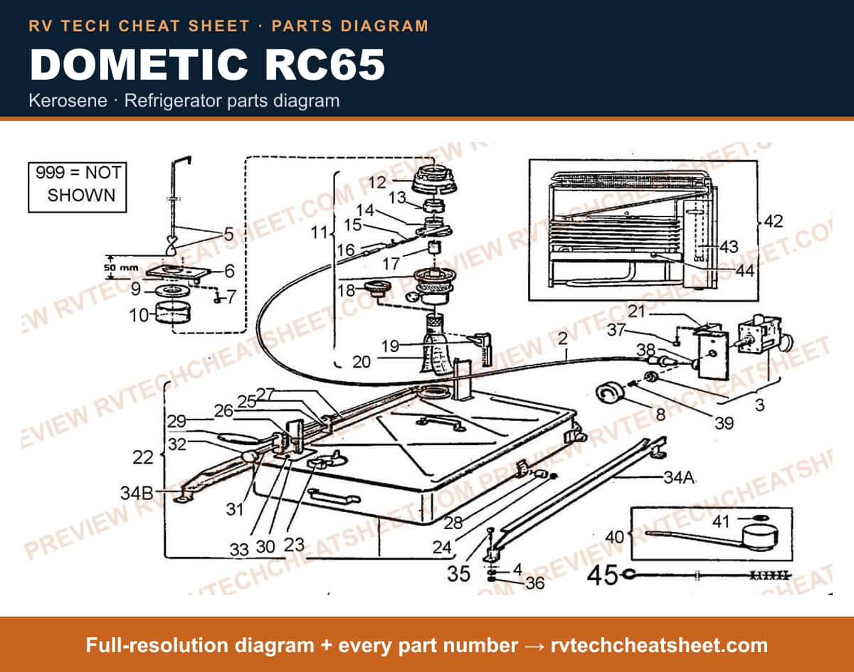 Dometic RC65 kerosene — exploded parts diagram