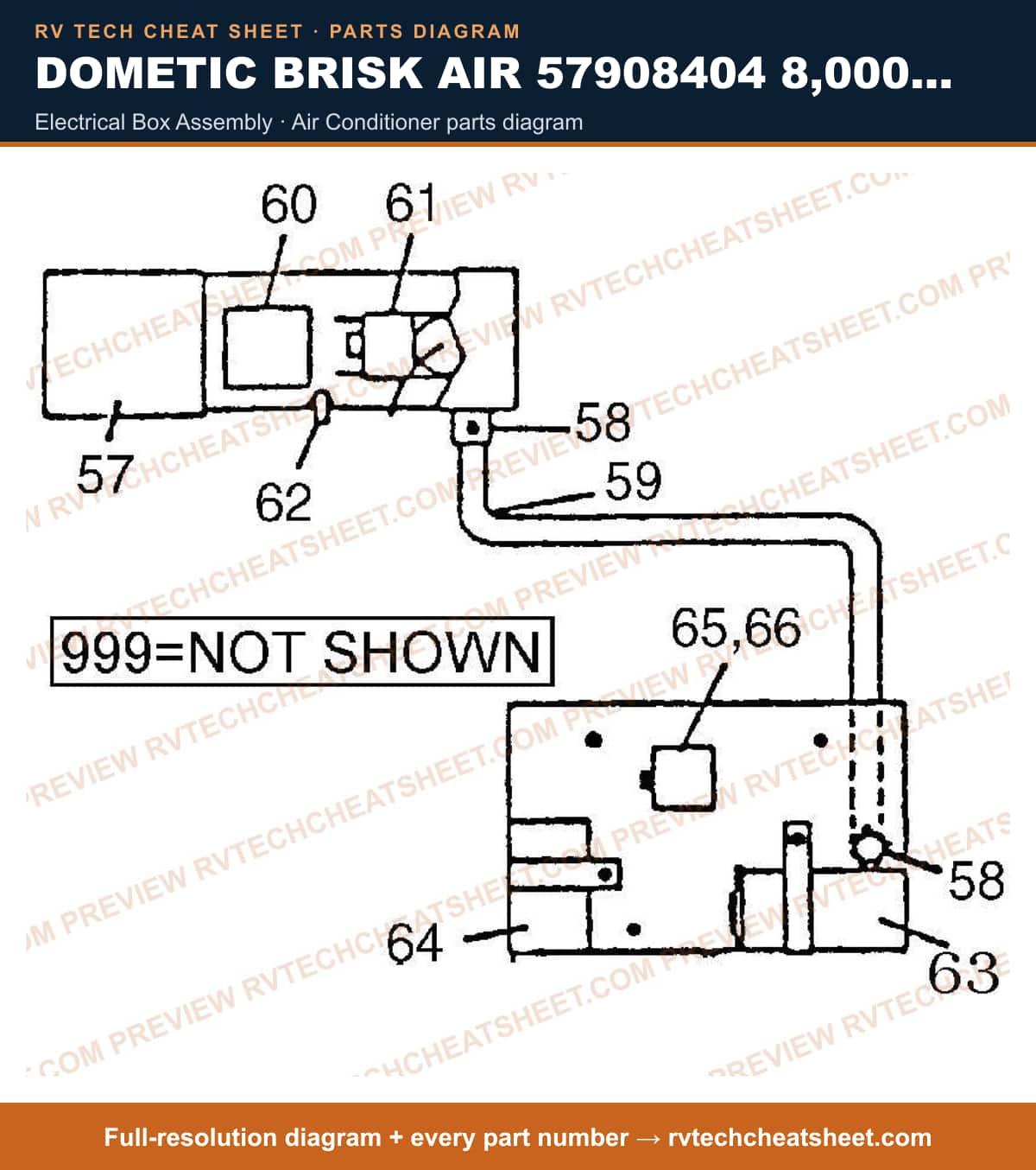 Dometic Brisk Air 57908404 8,000 BTU electrical box assembly — exploded parts diagram