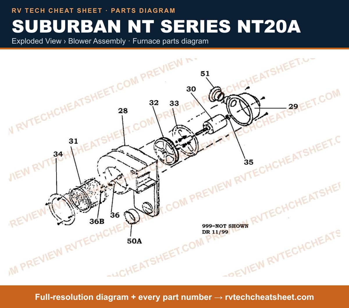 Suburban Nt Series NT20A exploded view › blower assembly — exploded parts diagram