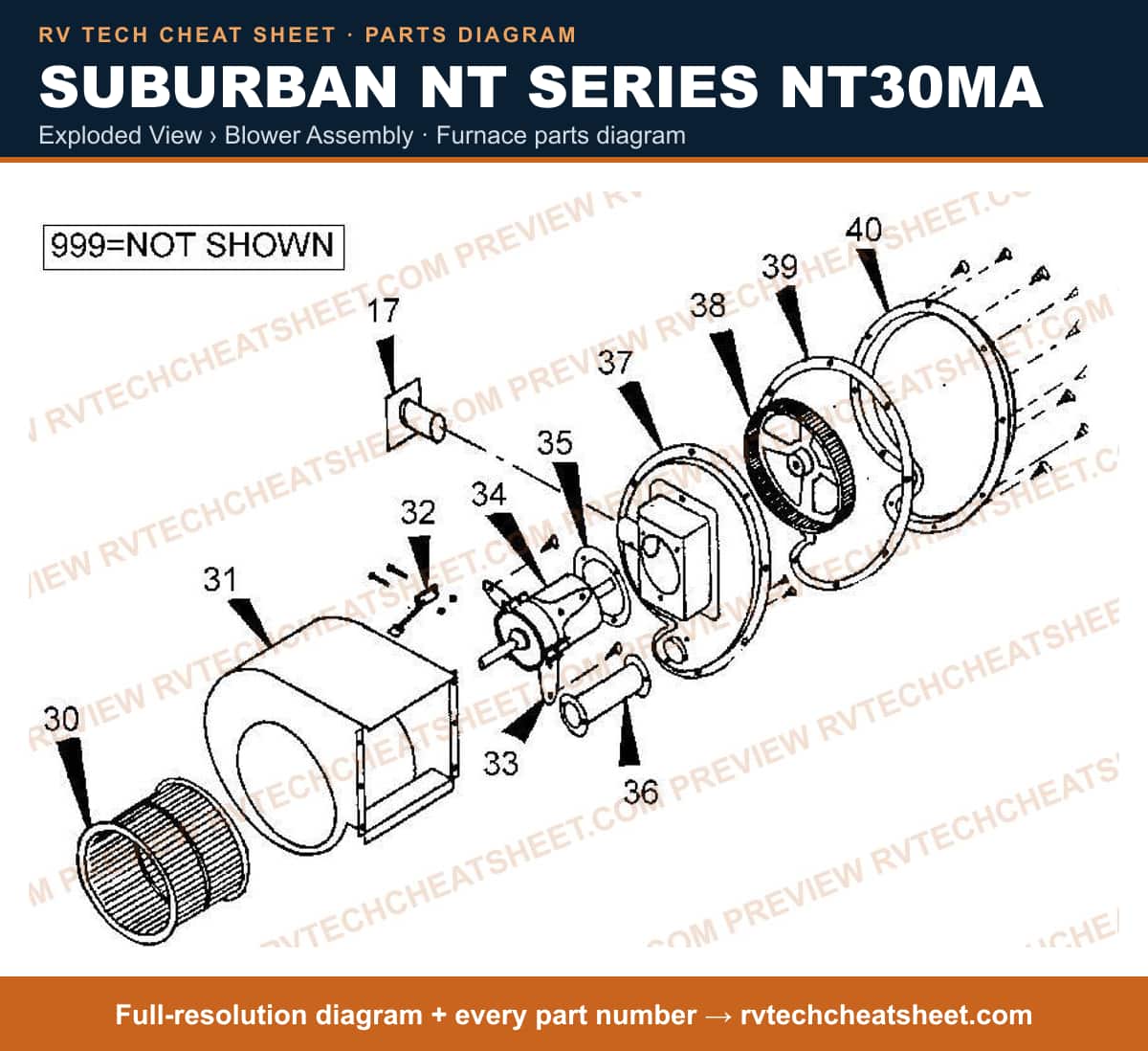 Suburban Nt Series NT30MA exploded view › blower assembly — exploded parts diagram 2 of 2