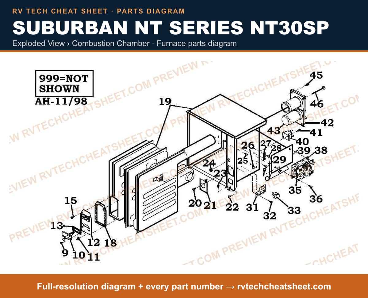 Suburban Nt Series NT30SP exploded view › combustion chamber — exploded parts diagram 2 of 2