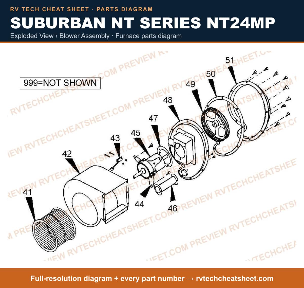 Suburban Nt Series NT24MP exploded view › blower assembly — exploded parts diagram 2 of 2