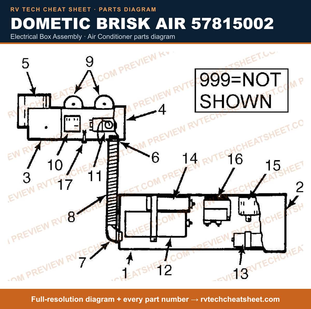 Dometic Brisk Air 57815002 electrical box assembly — parts list sheet