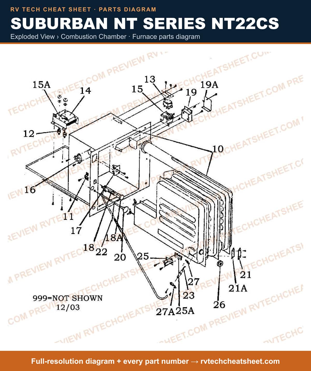 Suburban Nt Series NT22CS exploded view › combustion chamber — exploded parts diagram