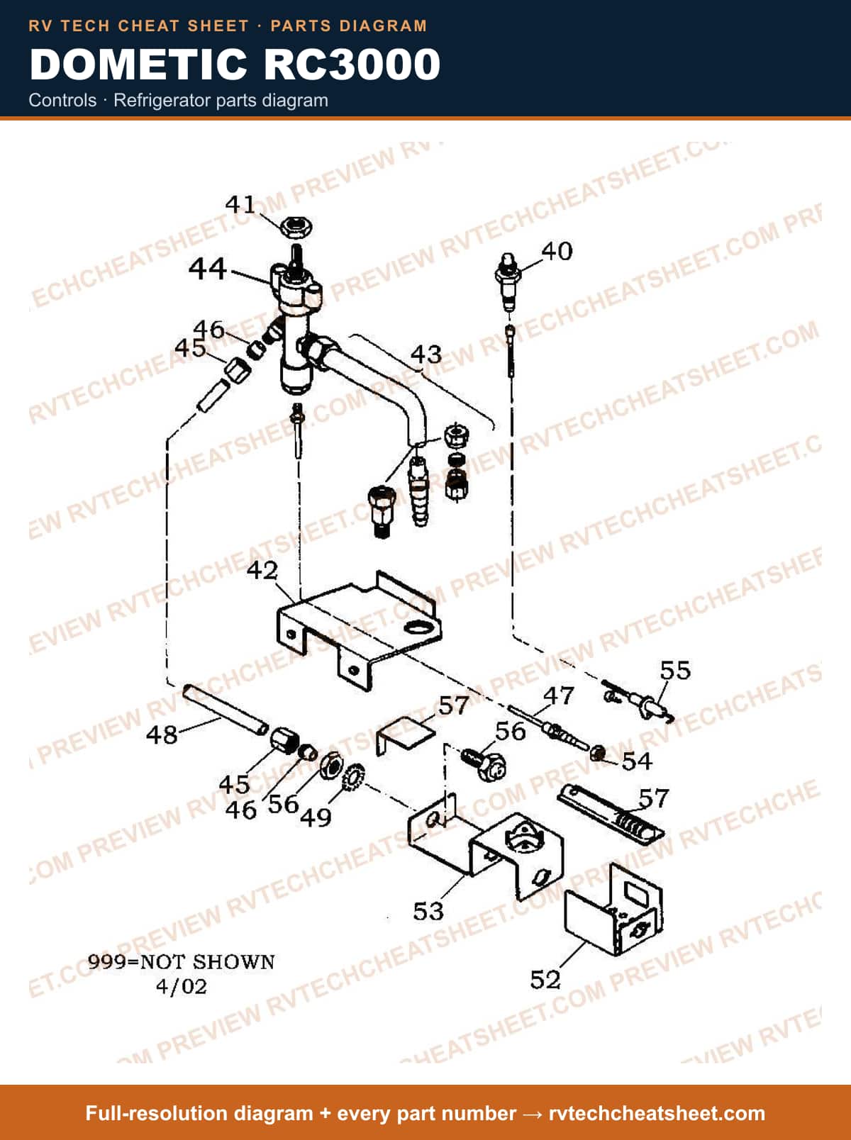 Dometic RC3000 controls — exploded parts diagram